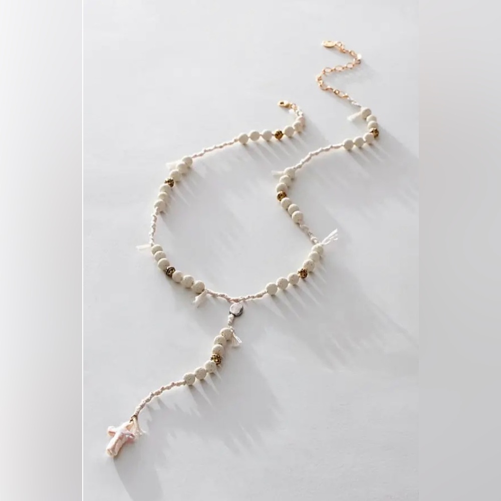 Free People Cream and Gold Beaded Necklace